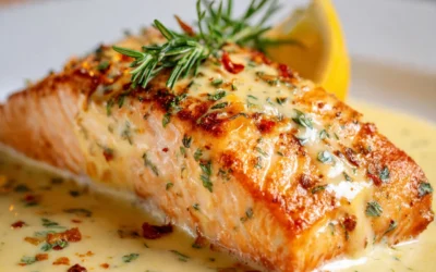 Baked Salmon with Lemon Butter Cream Sauce
