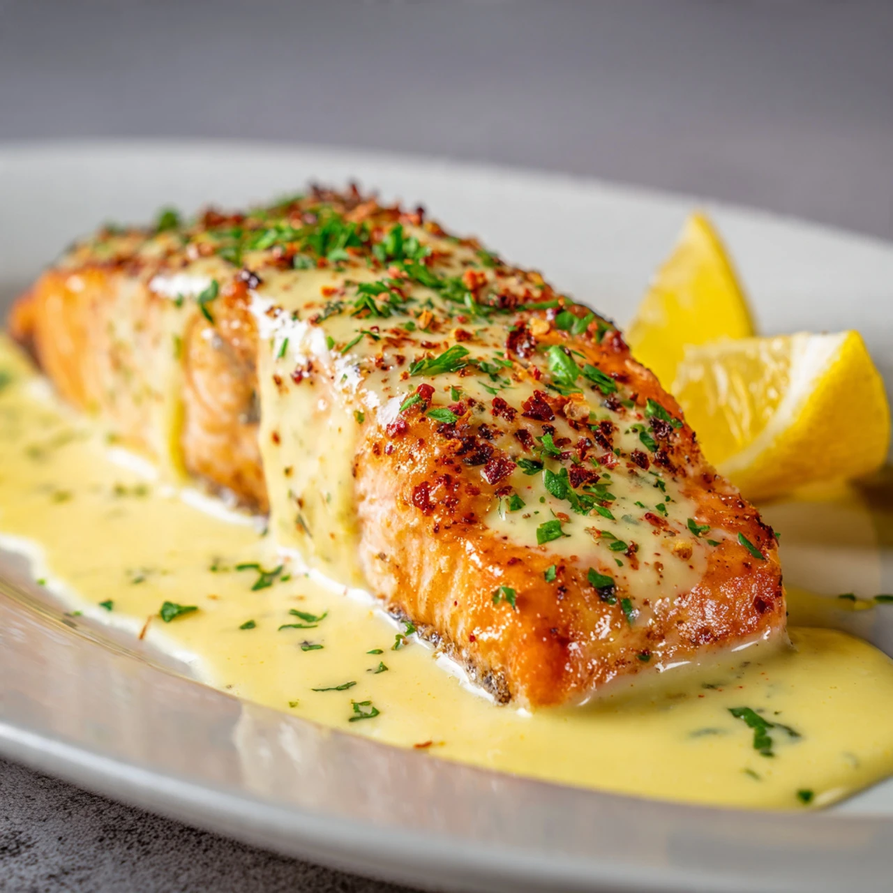Baked Salmon With Lemon Butter Cream Sauce Baked Salmon Lemon Butter Cream Sauce