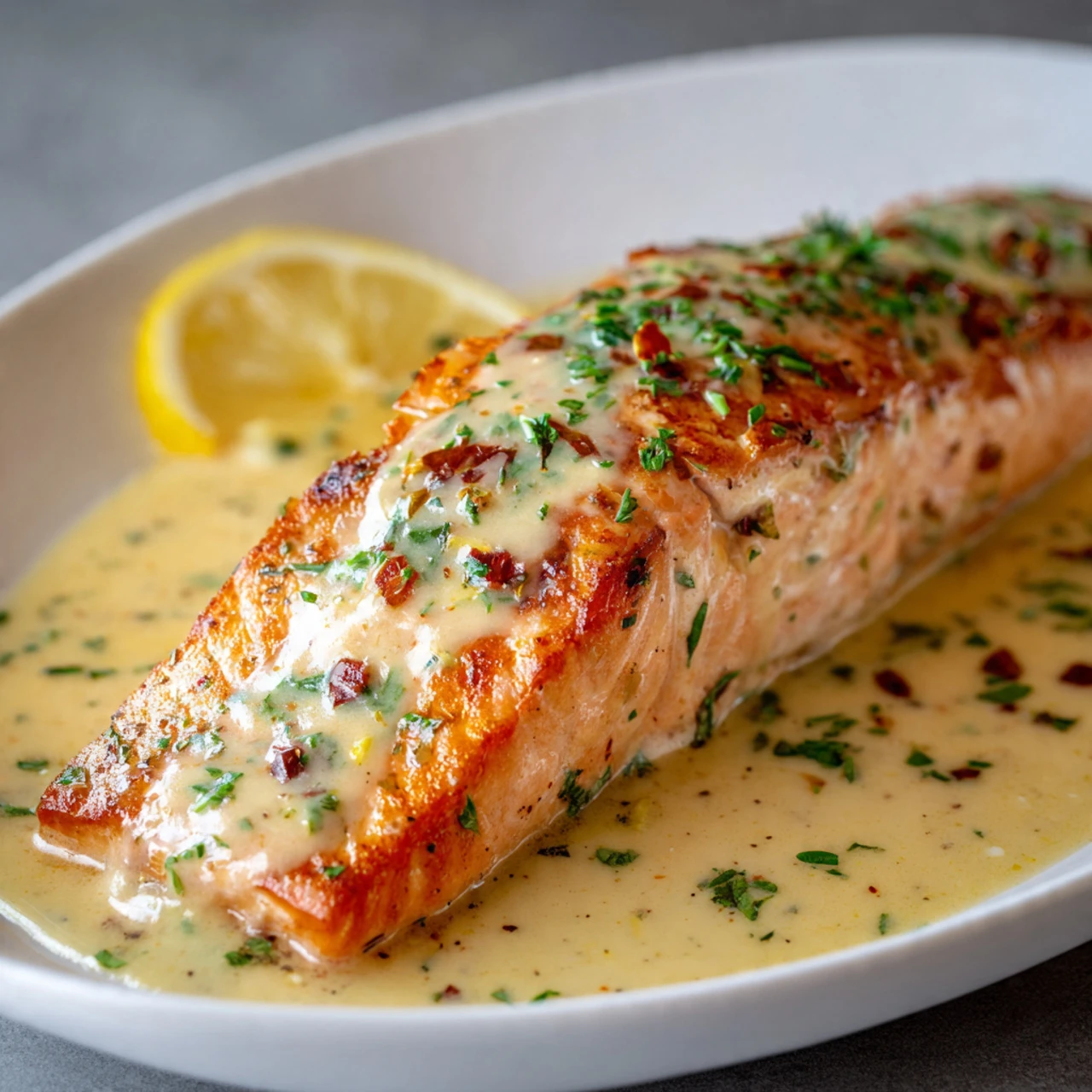 Baked Salmon With Lemon Butter Cream Sauce Baked Salmon Lemon Butter Cream Sauce