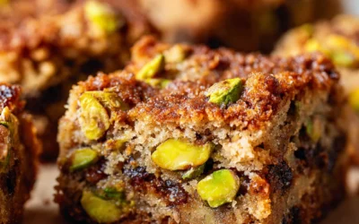 Brown Butter Pistachio Cookie Bars with Honey
