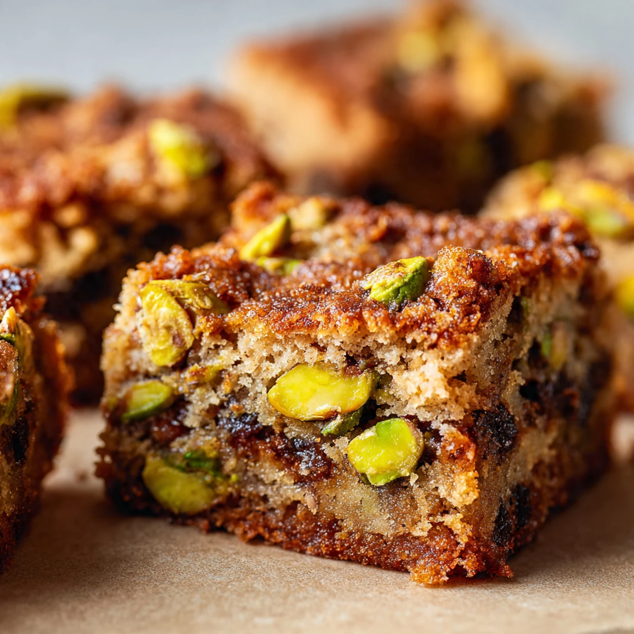 Brown Butter Pistachio Cookie Bars with Honey