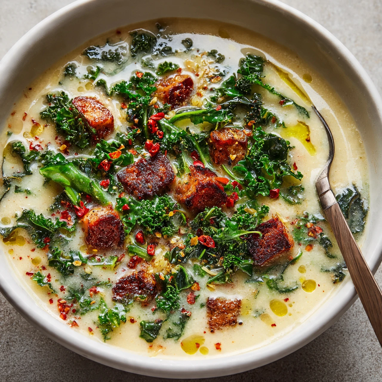 Cauliflower Sausage Kale Soup