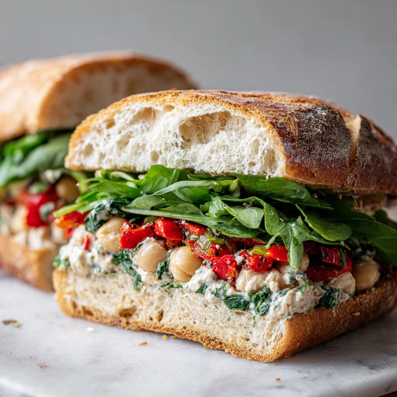 Creamy Spinach Artichoke Bean Sandwich Delight