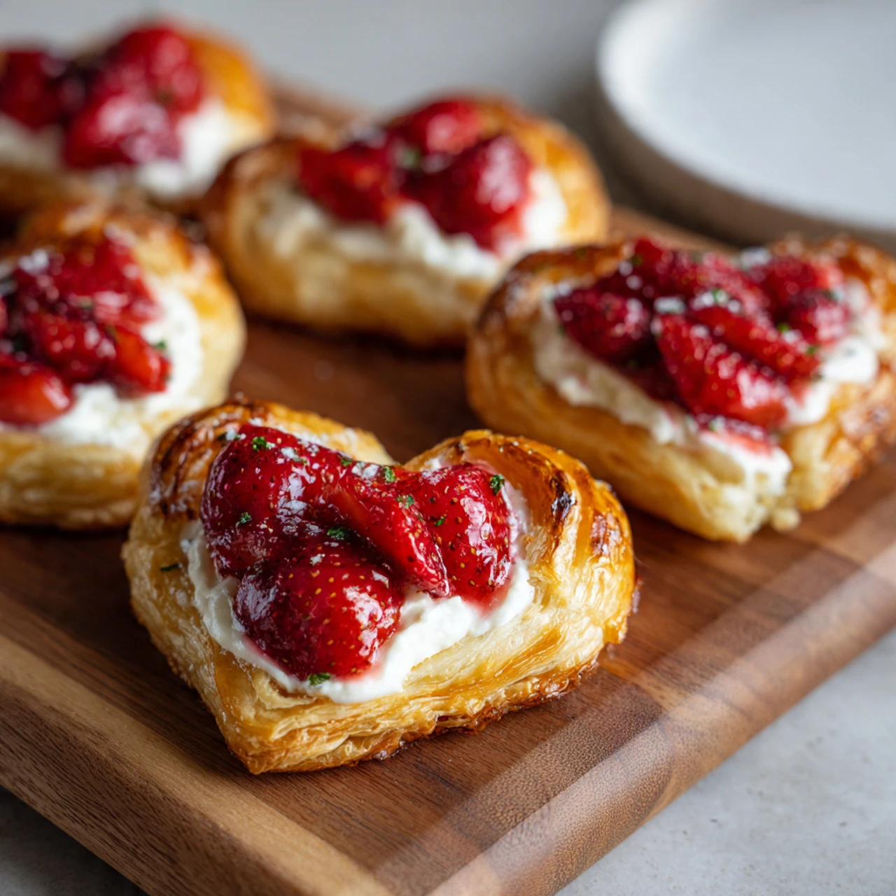 Delicious Strawberry Cream Cheese Heart Danishes For Valentine's Day Desserts Delicious Strawberry Cream Cheese Heart Dani...