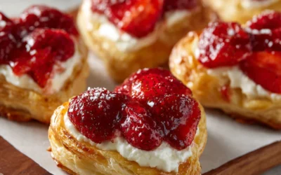 Delicious Strawberry Cream Cheese Heart Danishes for Valentine’s Day Desserts