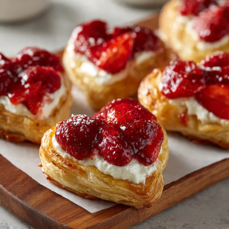 Delicious Strawberry Cream Cheese Heart Danishes For Valentine's Day Desserts Delicious Strawberry Cream Cheese Heart Dani...
