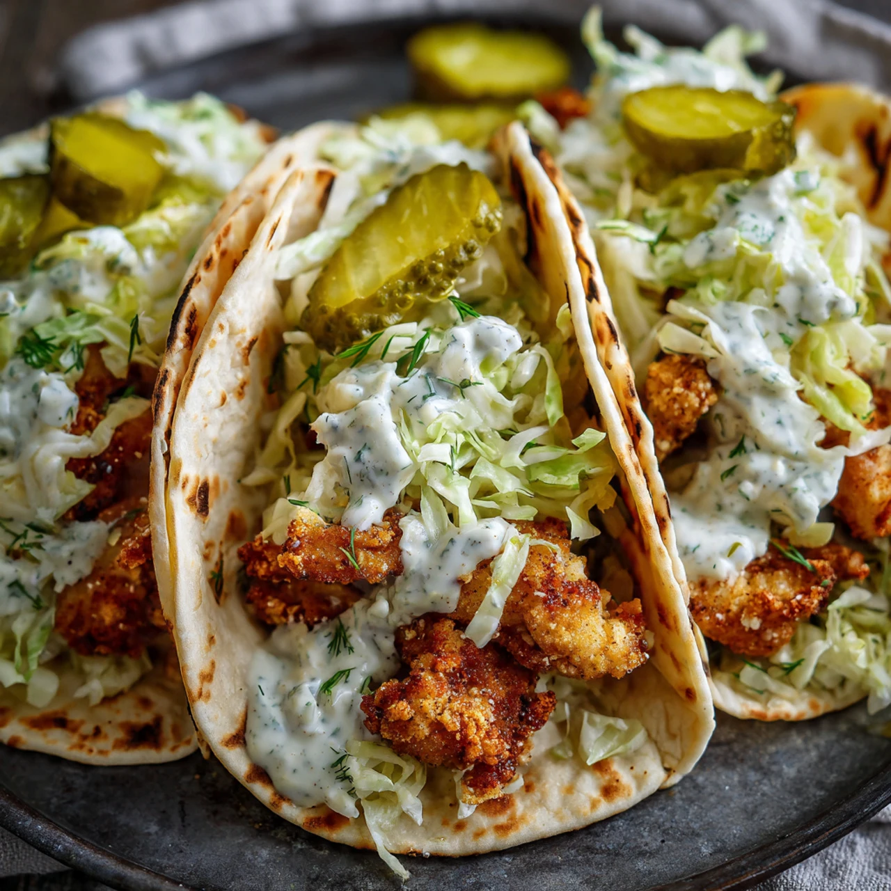 Dill Pickle Ranch Smash Chicken Tacos With Crispy Cheese Delight Dill Pickle Ranch Smash Chicken Tacos Crispy