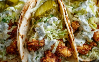 Dill Pickle Ranch Smash Chicken Tacos with Crispy Cheese Delight
