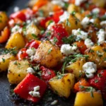 Greek Roasted Potatoes With Peppers & Feta Greek Roasted Potatoes Peppers Feta