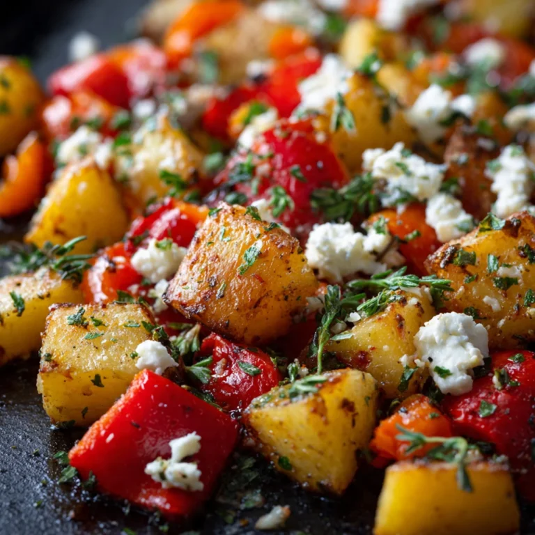 Greek Roasted Potatoes With Peppers & Feta Greek Roasted Potatoes Peppers Feta