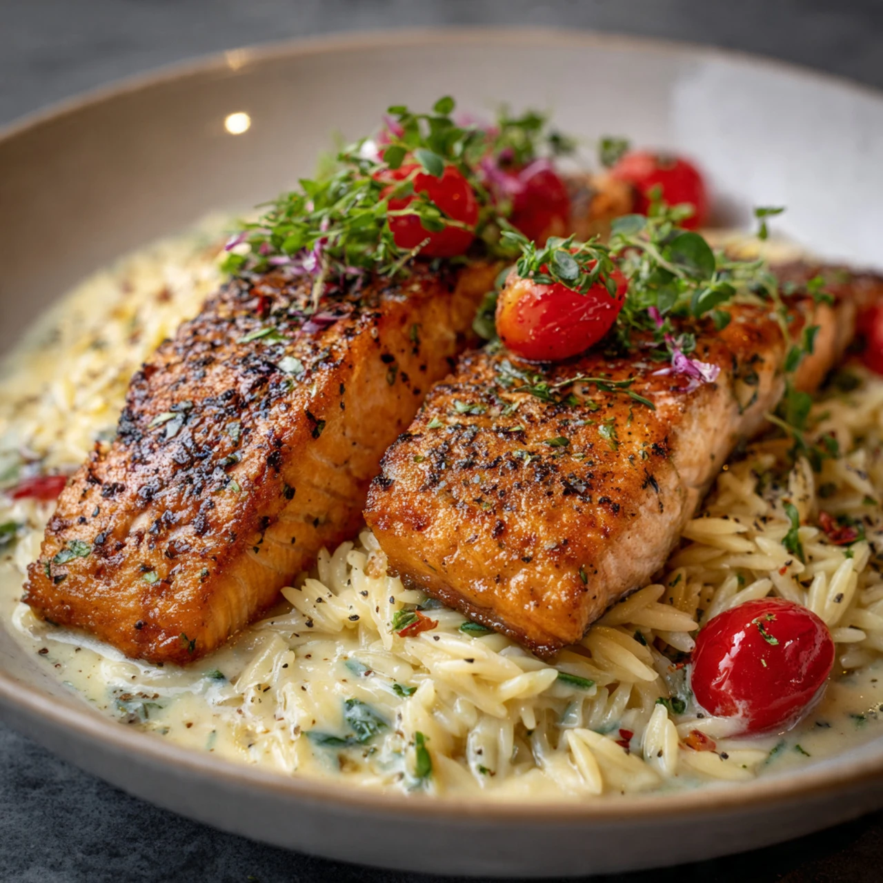 One Skillet Salmon With Lemon Orzo One Skillet Salmon Lemon Orzo