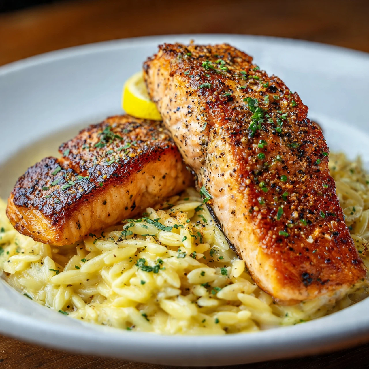 One Skillet Salmon With Lemon Orzo One Skillet Salmon Lemon Orzo