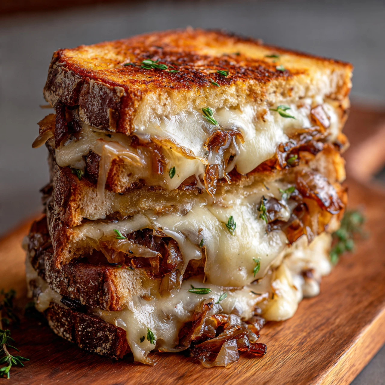 Pear & Apple Grilled Cheese with Caramelized Onions