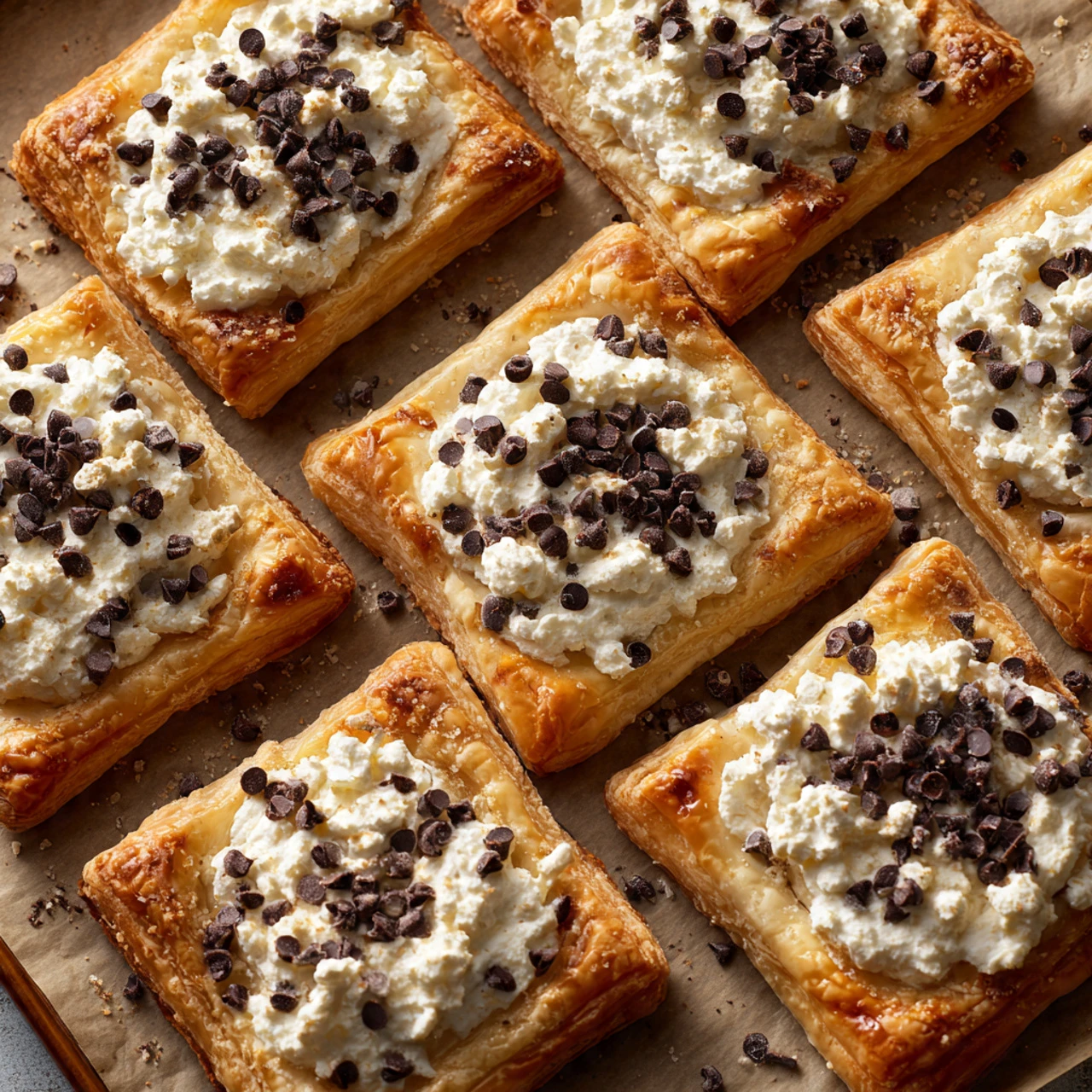 Ricotta Chocolate Chip Pastry Squares