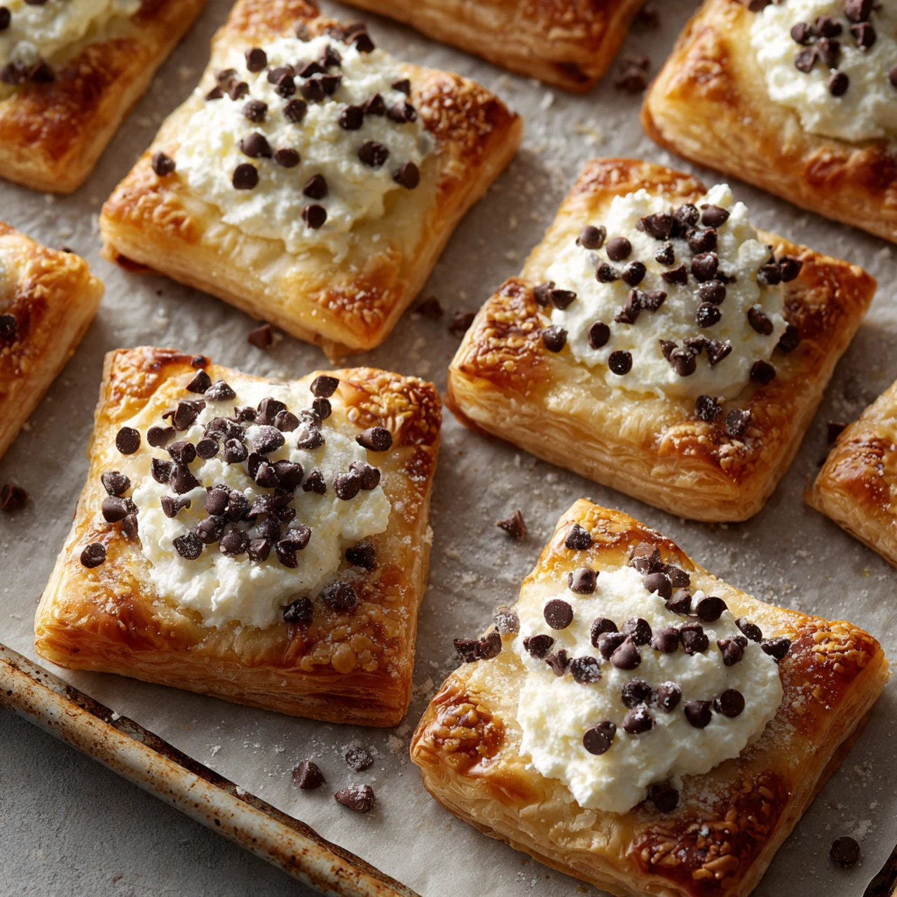 Ricotta Chocolate Chip Pastry Squares Ricotta Chocolate Chip Pastry Squares