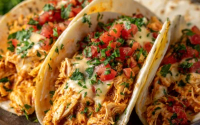 Slow Cooker Queso Chicken Tacos