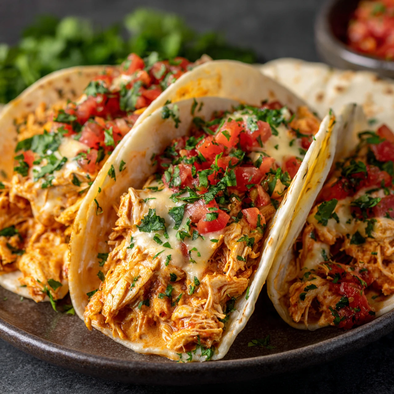 Slow Cooker Queso Chicken Tacos