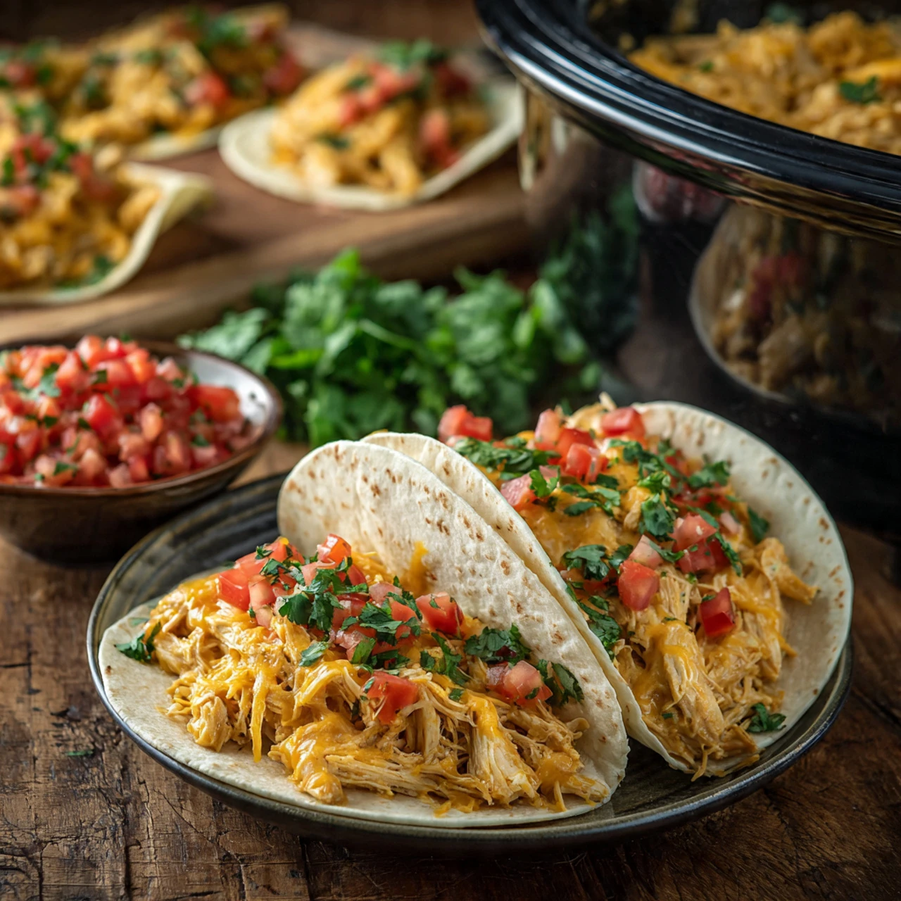 Slow Cooker Queso Chicken Tacos Slow Cooker Queso Chicken Tacos