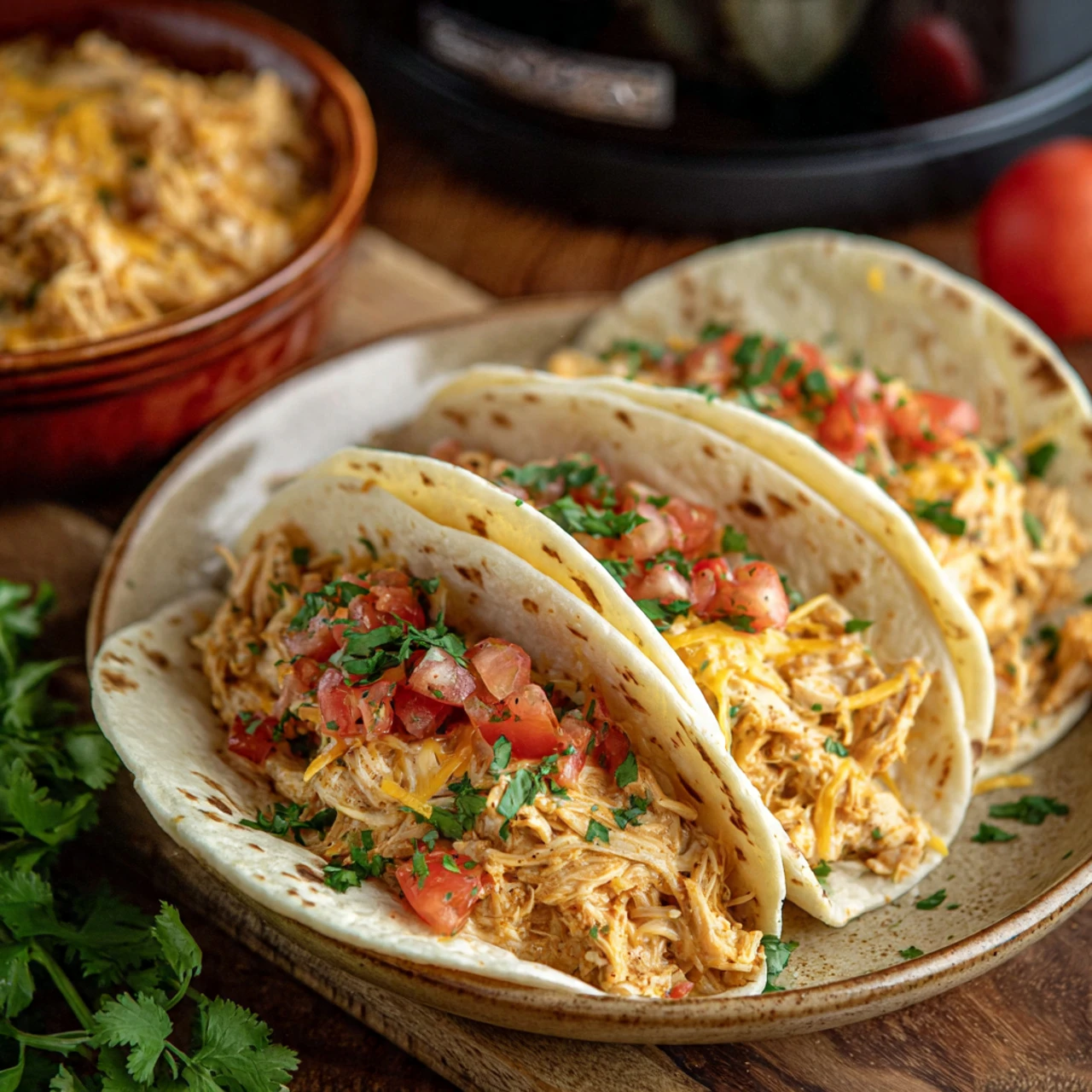 Slow Cooker Queso Chicken Tacos Slow Cooker Queso Chicken Tacos