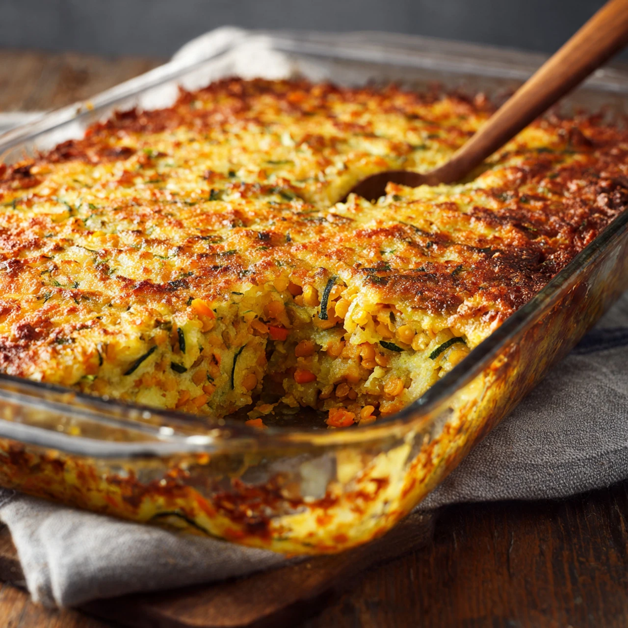 Very veggie lentil bake