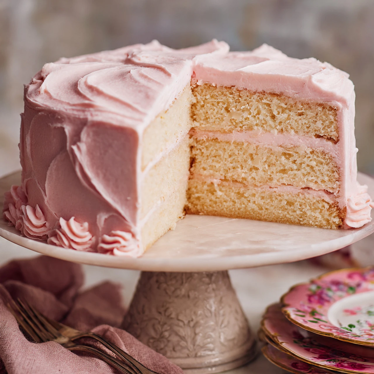 White Almond Cake With Whipped Buttercream Frosting White Almond Cake Whipped Buttercream Frosting