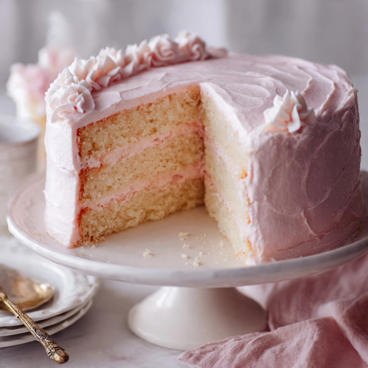 White Almond Cake With Whipped Buttercream Frosting White Almond Cake Whipped Buttercream Frosting