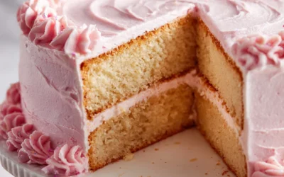 White Almond Cake with Whipped Buttercream Frosting