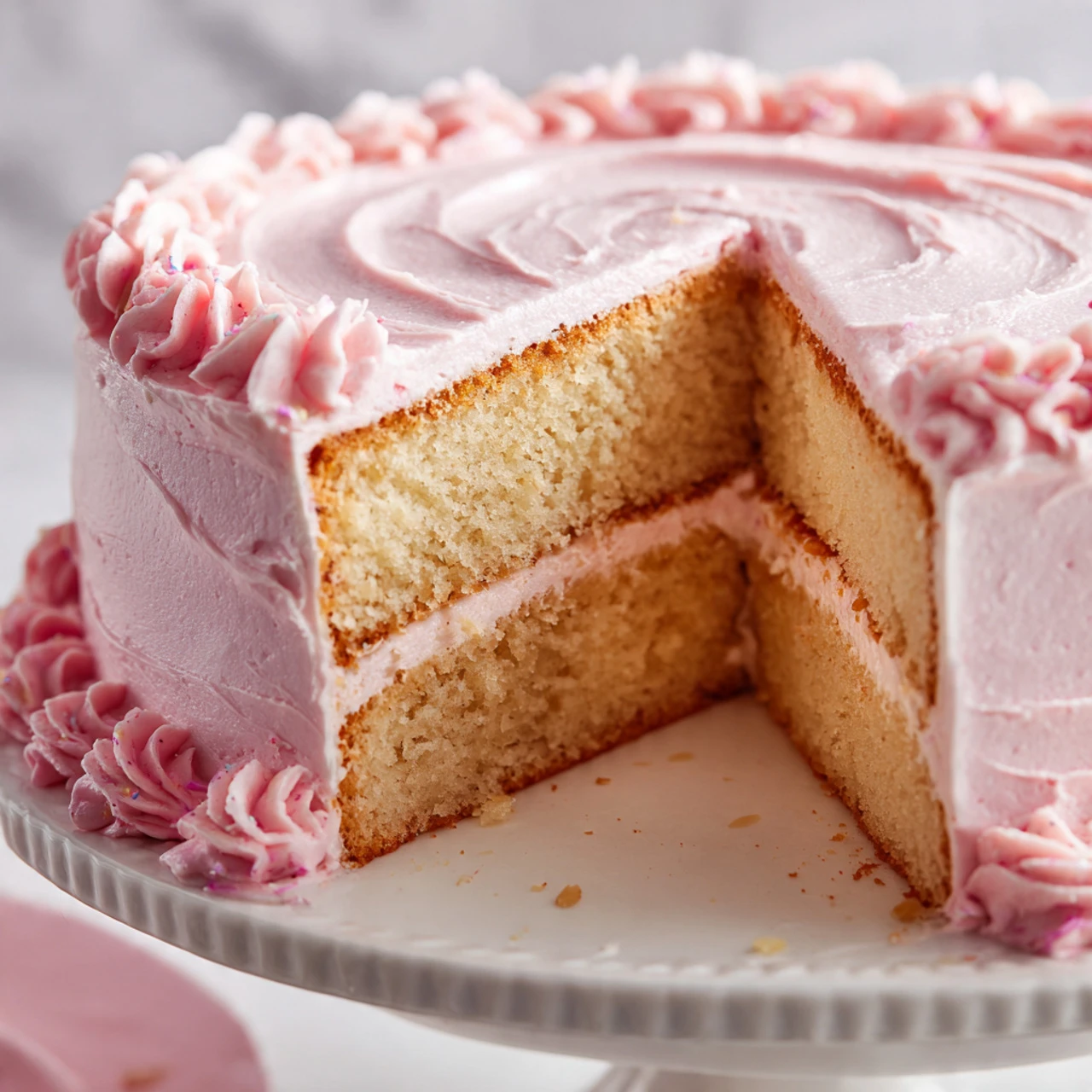 White Almond Cake with Whipped Buttercream Frosting